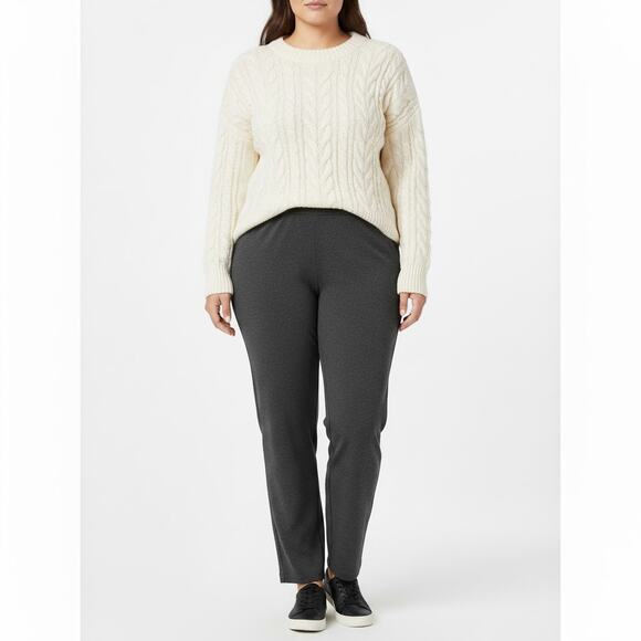 Lane Bryant Women's Straight Leg Gray Ponte Knit Pant Trousers Zip Pockets 26/28 - Picture 1 of 14